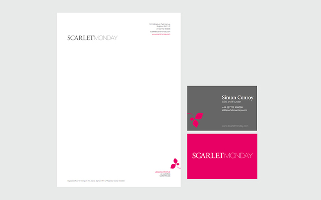 Stationery design for Scarlet Monday